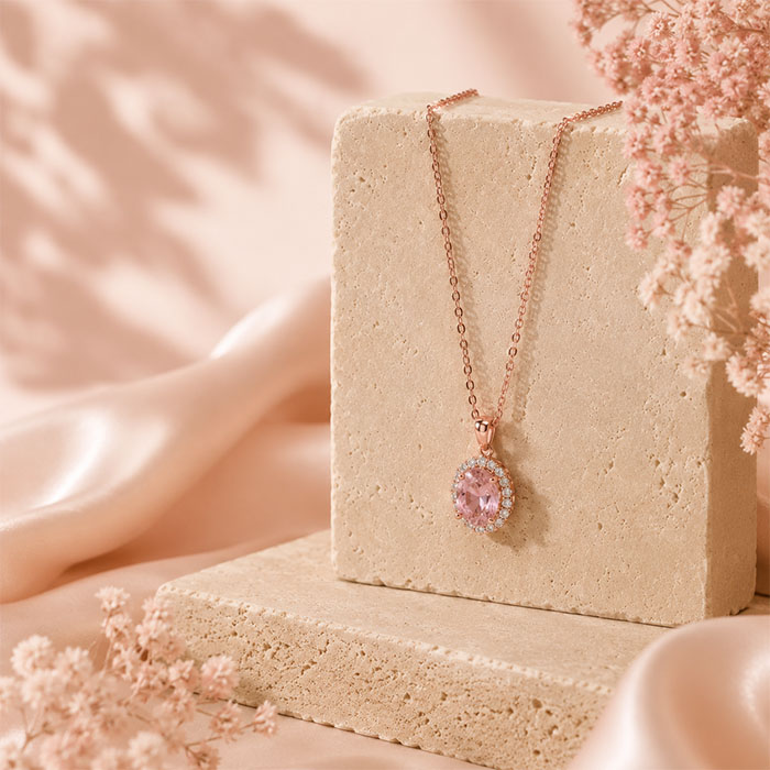 Lavin Blush Oval Kolye