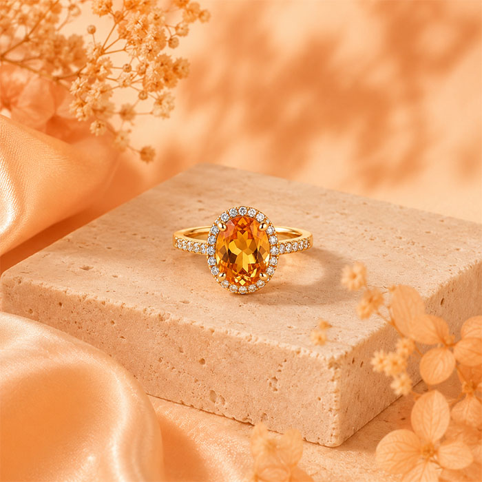 Lavin Citrine Halo Yüzük